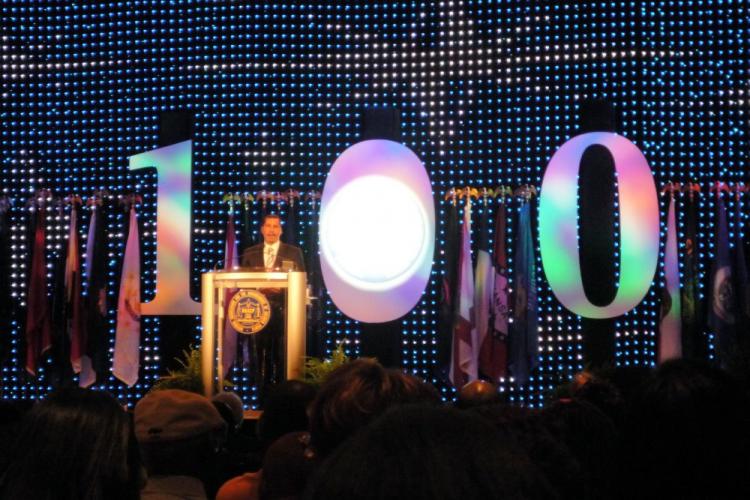 New York Governor David Paterson addresses convention attendees.  (Christine Lin/The Epoch Times)