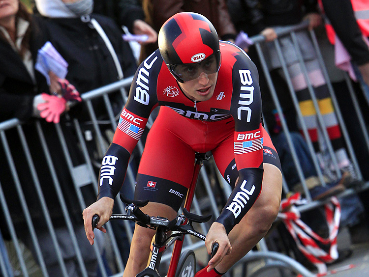 U.S. cyclist Taylor Phinney rides during the opening stage of the Giro d'Italia, an 8.7-km time trial around Herning. (Luk Benies/AFP/Getty Images)