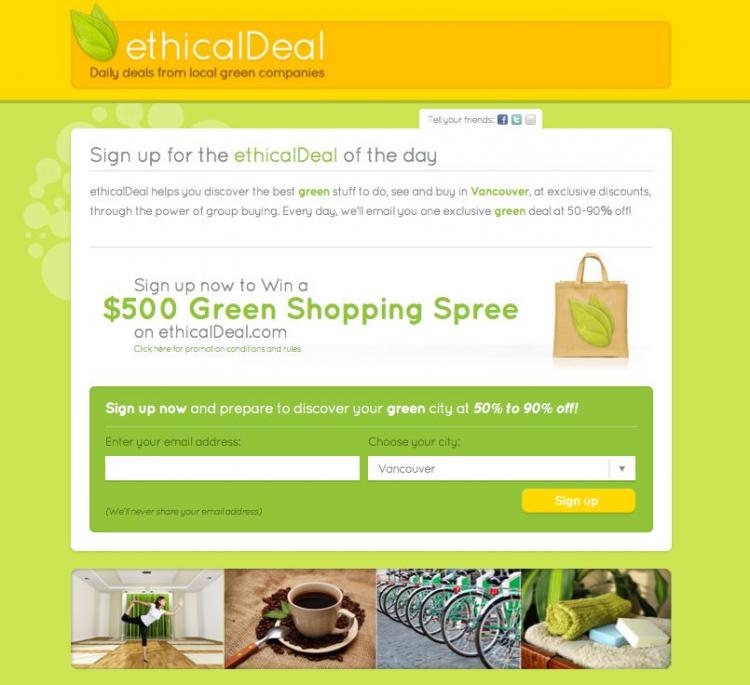 EthicalDeal is a website that offers consumers discounts on green products and services through the power of group buying. (Ethico Solutions Inc.)