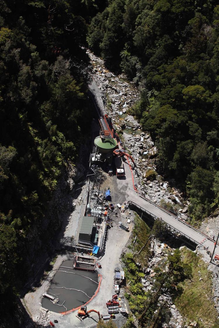 Pike River Coal Mine goes into receivership following four explosions and a subsequent coal fire. (Iain McGregor-Pool, Getty Images)