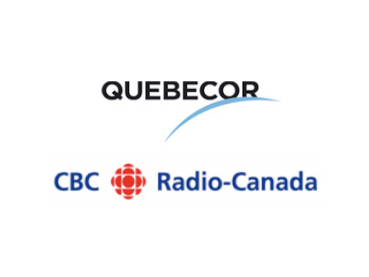 Logos of Quebecor Media Inc. and CBC Radio-Canada