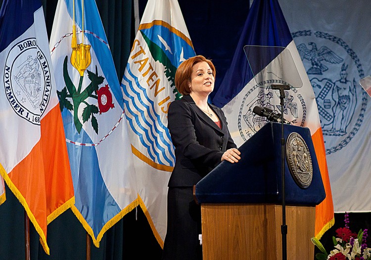 STATE OF THE CITY: Council Speaker Christine Quinn spoke of the problems the Council plans to address in 2011.  (Amal Chen/The Epoch Times)