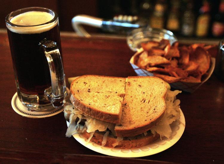 The rye bread in this bratwurst sandwich is a good source of fiber. (Tim Boyle/Getty Images)