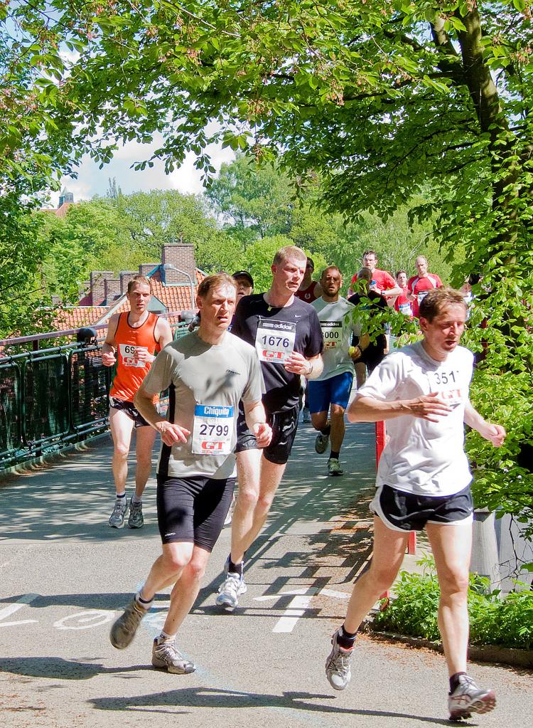 The runners pass Gothenburg's botanical garden as they approach the finishing line. (Anders Eriksson/The Epoch Times)