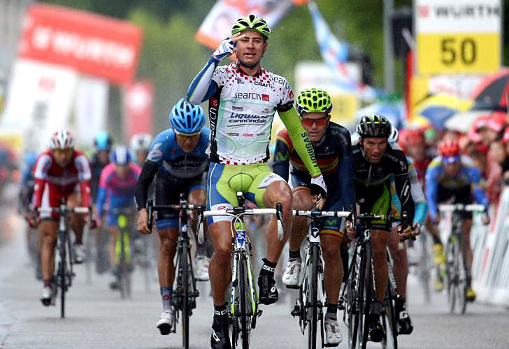 Peter Sagan wins his third of four stages in the 2012 Tour de Suisse cycling race. (teamliquigascannondale.com)