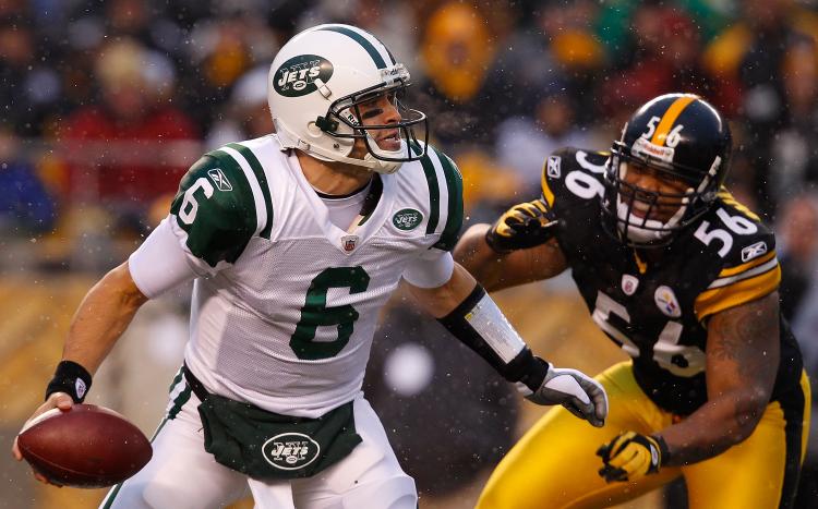 New York Jets quarterback Mark Sanchez didn't make any mistakes against the Pittsburgh Steelers on Sunday. (Jared Wickerham/Getty Images)
