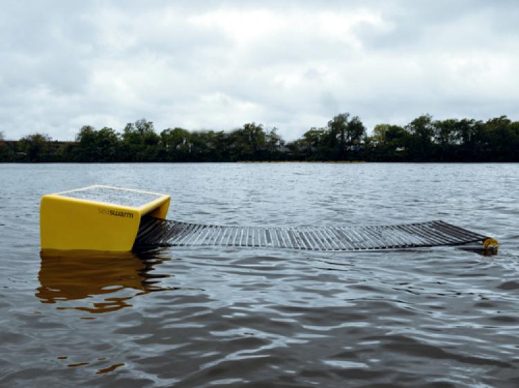 PROMISING PROTOTYPE: The Seaswarm robot can autonomously navigate the water's surface, presenting a new system for ocean-skimming and oil removal. (Photo courtesy of Senseable City Lab)