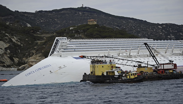 Cruiseship Costa Concordia and rock