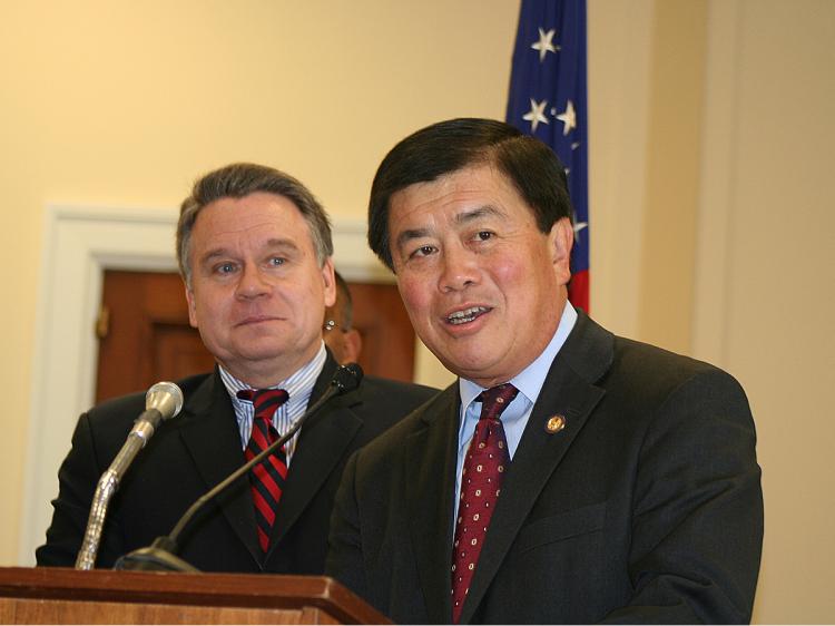 NEW CAUCUS: Congressmen Chris Smith (R-N.J) and David Wu (D-Ore.) launched the Global Internet Freedom Caucus and introduced two bills regarding Internet censorship and surveillance by repressive countries. They spoke at a news conference March 9 on Capit (Gary Feuerberg/ Epoch Times)