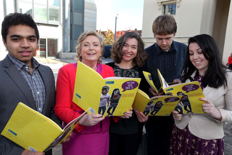 At the launch of 'How We See It: Report of a Survey on Young People's Body Image, L to R; Arsalan Ahmad - Dail na nOg Council and Laois Comhairle na nOg, Frances Fitzgerald, T.D. Minister for Children and Youth Affairs, Dr Angela O'Connell, University College Cork, Michael O hOgain - Dail n nOg Council; Clare Comhairle na nOg and Kaila Dunne Dail na nOg Council; Limerick City Comhairle na nOg.