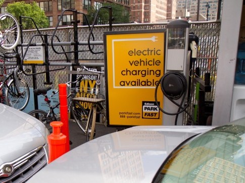 The electric vehicle charging station at 451 9th Avenue in Manhattan