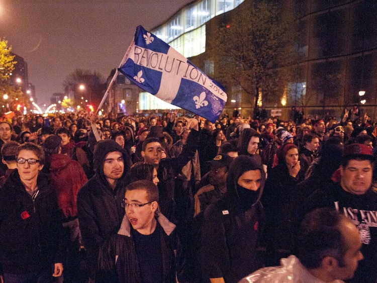 Students protest in Montreal on April 26.