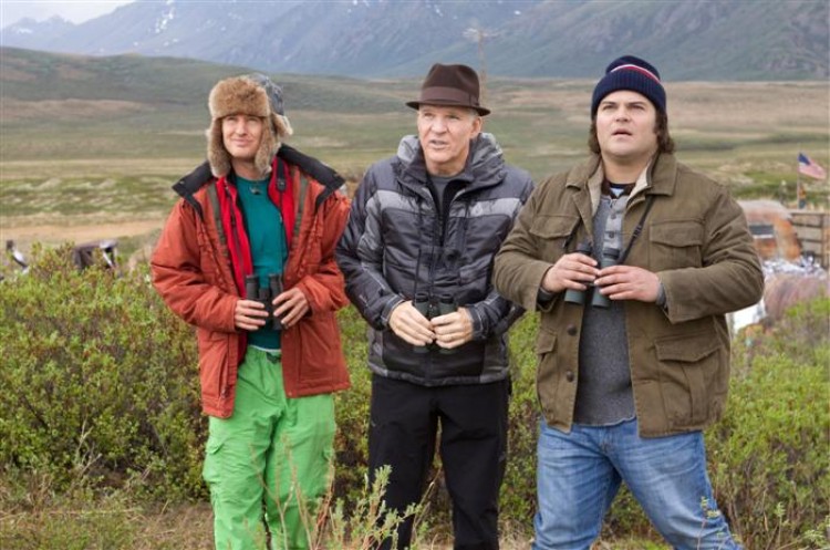 (L-R) Owen Wilson as a successful contractor, Steve Martin as a wealthy industrialist, and Jack Black as a computer code writer race across the continent to see who can spot the most species of bird in a year, in the comedy 'The Big Year.' (Courtesy of 20th Century Fox)