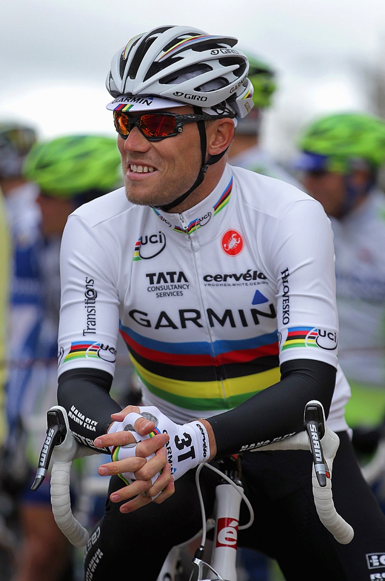 THUNDEROUS SPRINT: Thor Hushovd finally won wearing the World Champion's jersey, with his well-timed sprint in Stage Four of the Tour de Suisse. (Doug Pensinger/Getty Images)