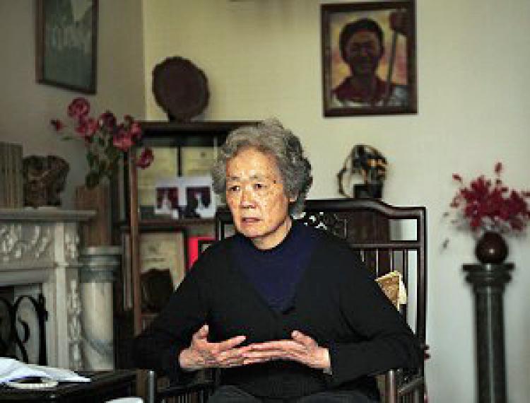 Ms. Ding's son Jiang Jielian was killed in the June 4 Massacre in 1989. Ms. Ding is one of the organizers of the Tiananmen Mothers. (Peter Parks/AFP/Getty Images)