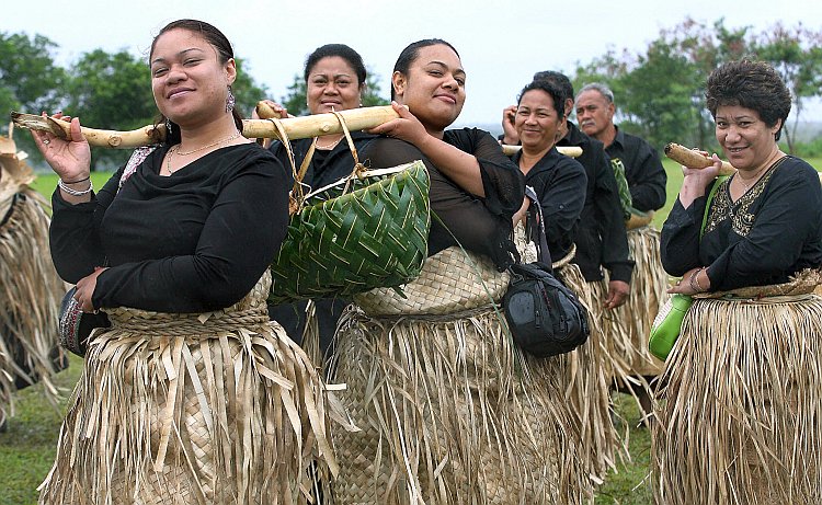 Women in traditional dress Nukualofa, Tonga