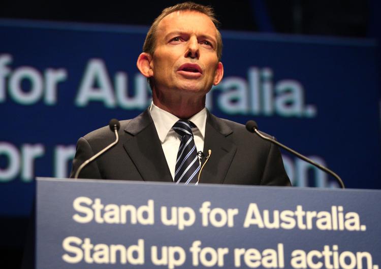 Tony Abbott speaks during the 2010 Coalition Campaign Launch at the Queensland Performing Arts Centre on August 8, 2010 in Brisbane, Australia. (Jonathan Wood/Getty Images)
