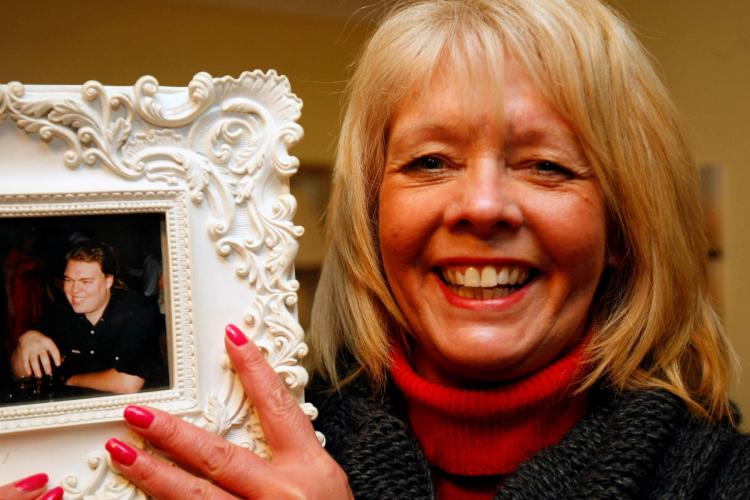 Avril Sweeney, the mother of freed British hostage Peter Moore, during a celebration of her son's release near Blackpool in North West England on Dec. 30.  (AFP/GETTY IMAGES)