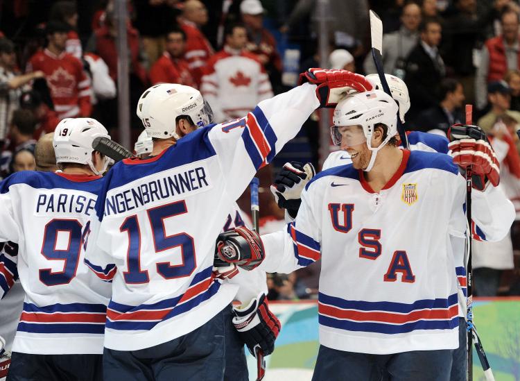 MIRACLE IN THE MAKING: Team USA's good chemistry based on a good mixture of youthful talent are the talk of the men's Olympic hockey competition so far. (Harry How/Getty Images)