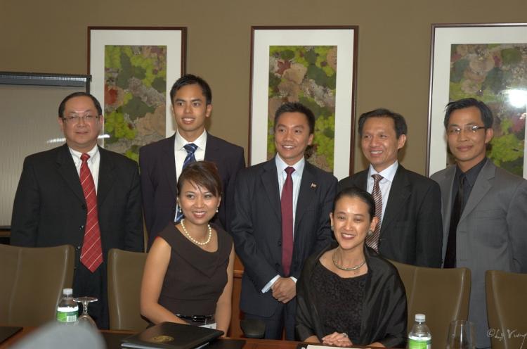 {front, left to right) Executive Director Katie Dang; Chairperson Lieu Nguyen; (back row, left to right) Director Vinh Nguyen; Secretary Cliff Nguyen; Director Shandon Phan; Director Thang Nguyen, Ph.D.; Director Andy Tran. (www.VietAmCham.com)