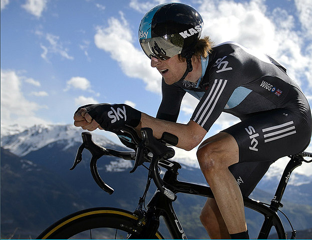 Bradley Wiggins rides to a stage and overall win in the Tour of Romandie time trial. (teamsky.com)