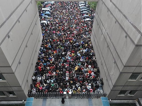 entering a test center for the National Civil Service Exam in Wuhan