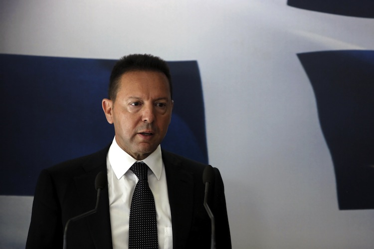 Newly appointed Greek Finance Minister Yannis Stournaras speaks at a press conference during a handover ceremony at the Finance Ministry in Athens on July 5. (Angelos Tzortzinis/AFP/GettyImages)