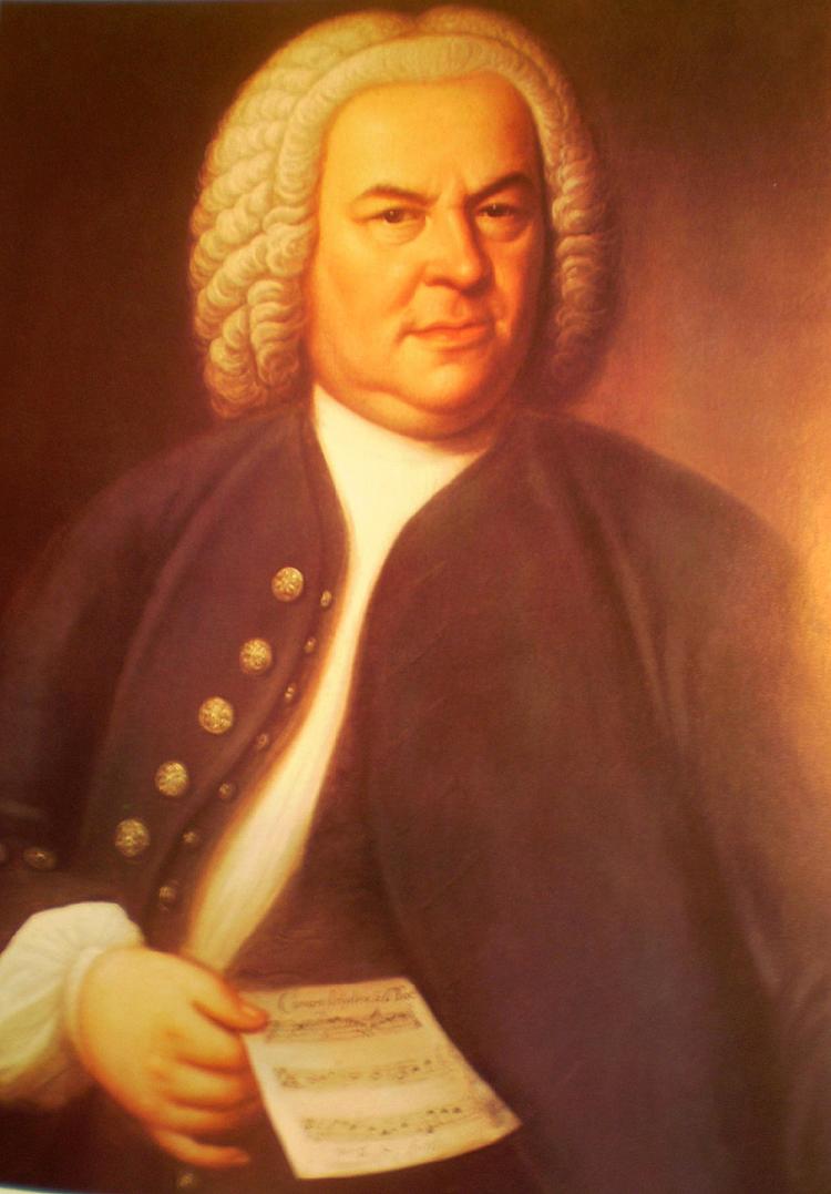J. S. BACH: The 1748 portrait of J. S. Bach by Haussman. Known as an organist in his lifetime, Bach did not receive acclaim for his compositions until the 19th century.   (Courtesy of www.npj.com/thefaceofbach)