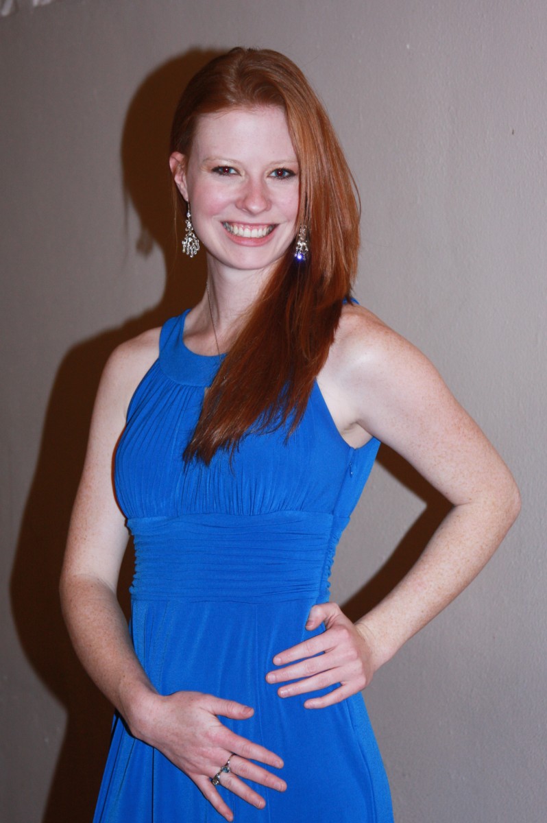 Chrissy Sara, a freelance television producer, at the Civic Opera House. (Catherine Hennesy/The Epoch Times)