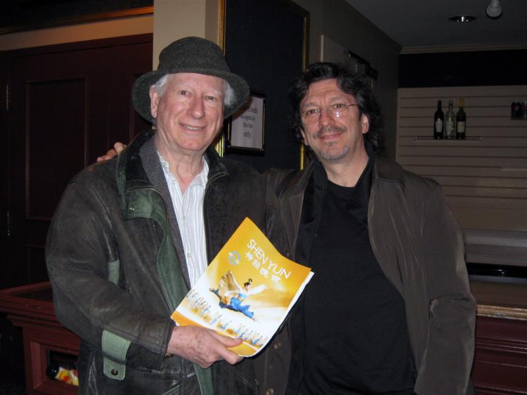 Tony Nardi (R), a Genie-winning actor, and Howard Engel, an award-winning writer, took in Shen Yun Performing Arts at Canon Theatre Saturday night. (Allen Zhou/The Epoch Times)