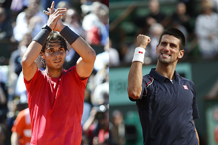 Rafael Nadal and Novak Djokovic will each be fighting to reach a career milestone in the final men's single match of the French Open. (Rafael Nadal:Pascal Guyot/AFP/GettyImages—Novak Djokovic: Thomas Coex/AFP/GettyImages)