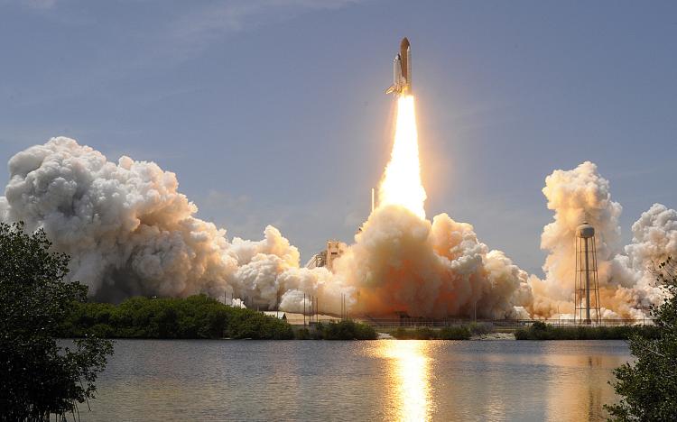 The Space Shuttle Atlantis lifts off on May 14, 2010 at NASA's Kennedy Space Center in Cape Canaveral, Florida. (Bruce Weaver/AFP/Getty Images)