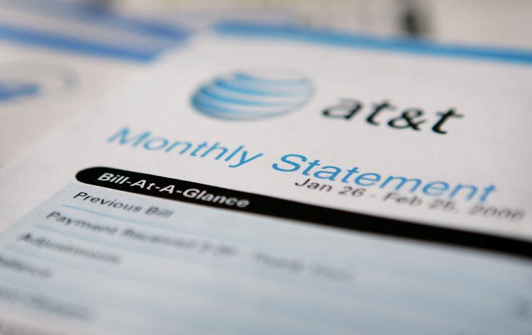 A file photo of an AT&T bill. The telecommunications giant announced that it was entering the cloud computing fray with its own offering. (Scott Olson/Getty Images)