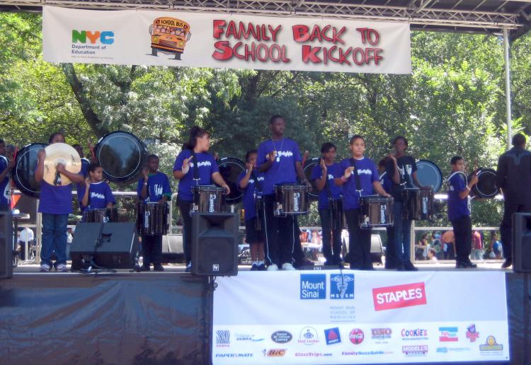 BACK TO SCHOOL: Junior High School Dancing Team performing at the Back to School Kickoff event   (Helena Zhu/The Epoch Times)