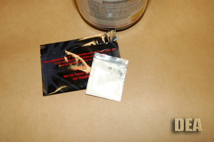 Bath salts, a synthetic stimulant, is sold in powder form in small plastic or foil packages of 200 and 500 milligrams