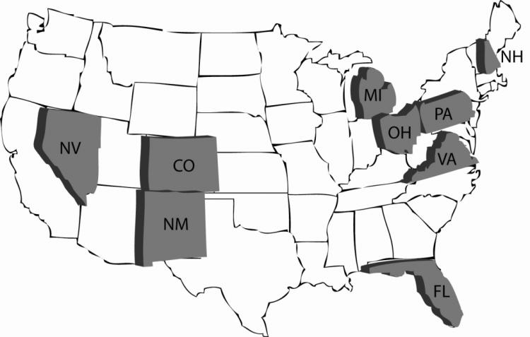 Battleground states of the 2008 Presidential Election (Christine Lin/The Epoch Times)