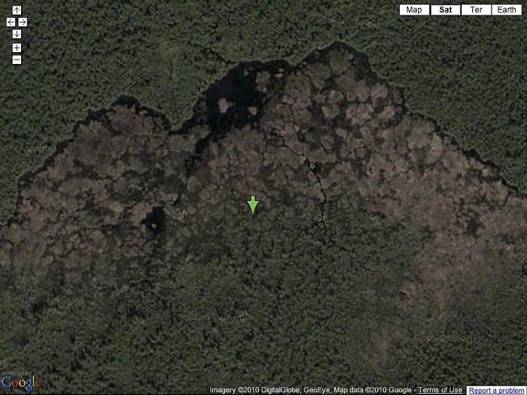 Google maps satellite view of the world's biggest beaver dam discovered to date, thirty years in the making, in Wood Buffalo National Park, Alberta, Canada. (Screenshot from maps.google.com)