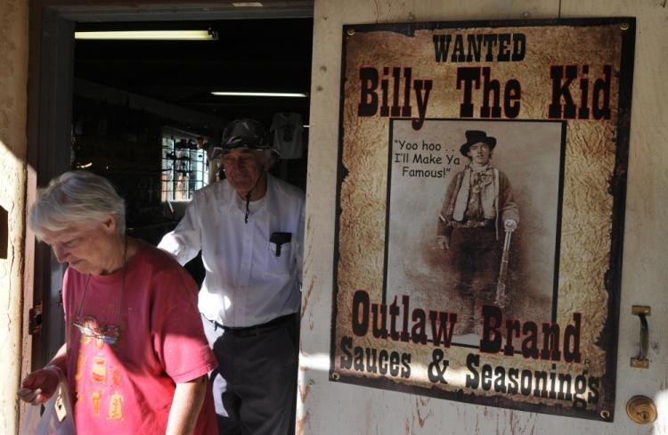 A photo of a store selling Billy the kid merchandise in Lincoln, New Mexico on October 21, 2010. (Mark Ralston/AFP/Getty Images)