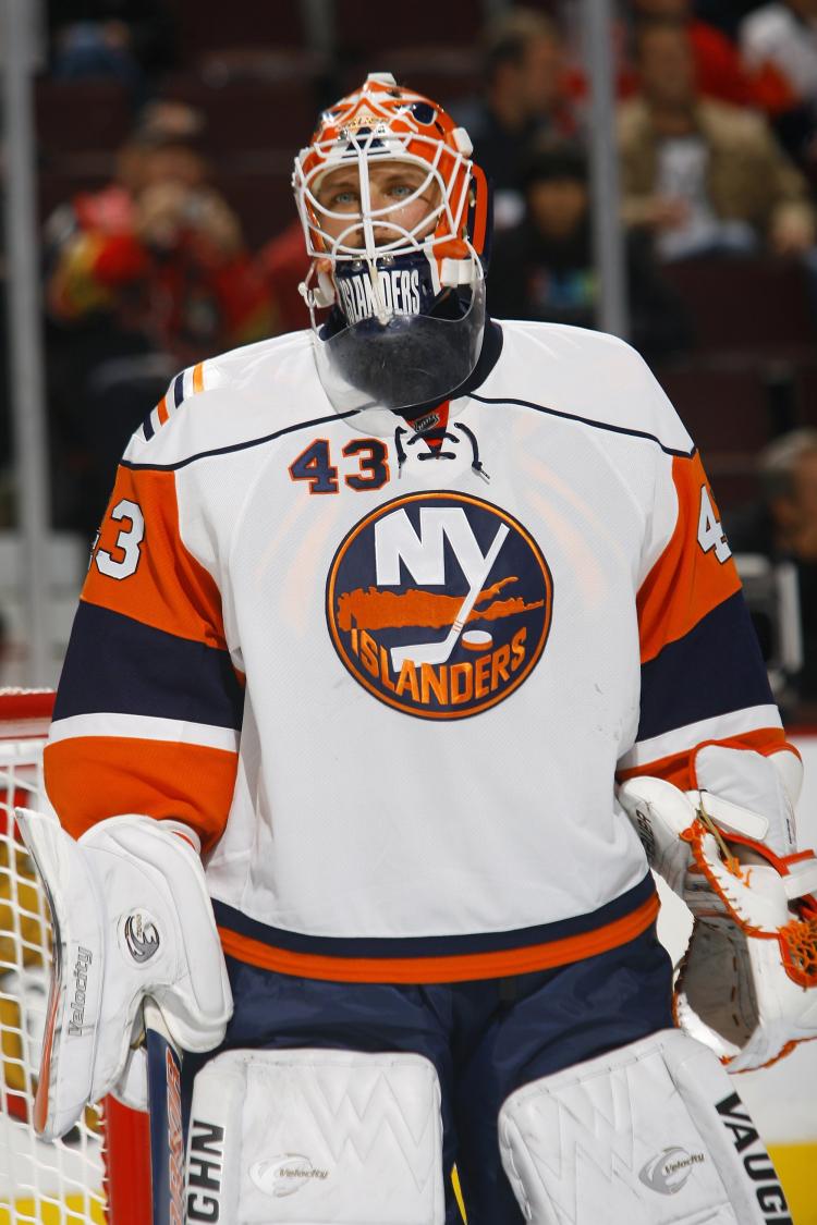 STOPPED 28 SHOTS: Marty Biron had a solid performance against the Habs on Monday night. (Phillip MacCallum/Getty Images)