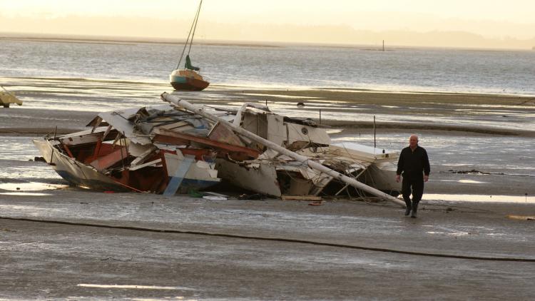 Damage is surveyed after recent storms throughout NZ caused chaos on land and at sea. (Charlotte Cuthbertson/The Epoch Times)