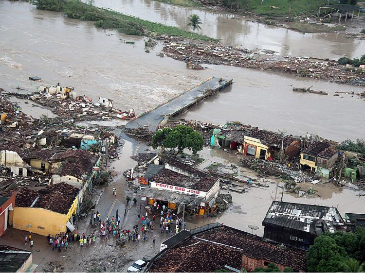 The Alagoas Agency released this photo of the flooding of the Mandau river, in Uniao dos Palmares, Alagoas State, northeastern Brazil. (Thiago Sampaio/AFP/Getty Images)