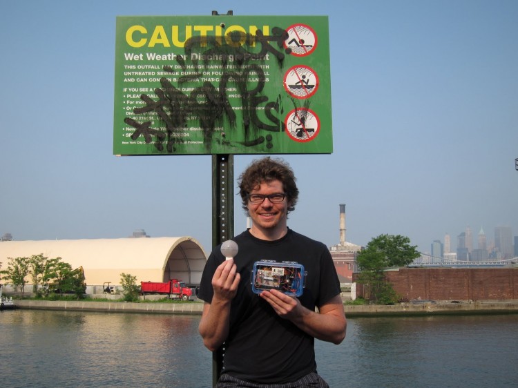  Leif Percifield displays his sewage-overflow-stopping invention, the 