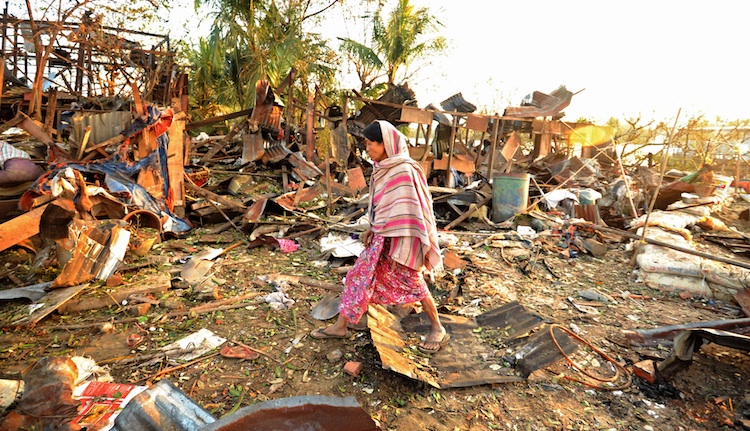 Woman after explosion in Burma