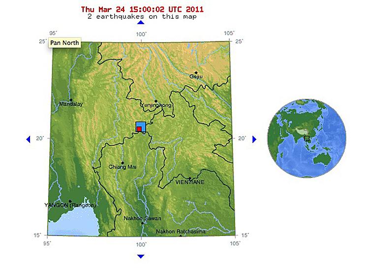 The location of the March 24 6.8 earthquake in the northeast of Burma. (USGS)