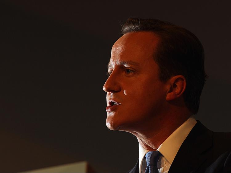  British Prime Minister David Cameron delivers his keynote speech to delegates at The Conservative Party Conference in Birmingham, England. (Dan Kitwood/Getty Images)