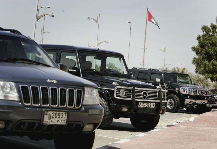 Luxury cars sit in a car park on  in Dubai, United Arab Emirates. (Chris Jackson/Getty Images)
