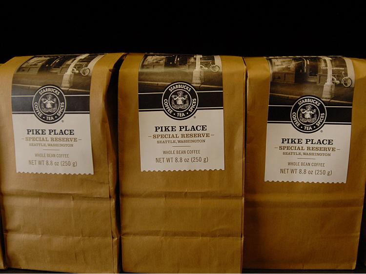 Pike Place Special Reserve beans are on sale at the flagship Starbucks store at Pike Place in Seattle, Washington. (Melanie Conner/Getty Images)
