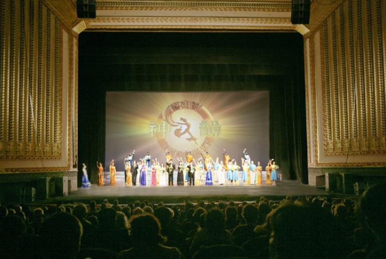 Divine Performing Arts New York Company performers wave to the audience during curtain call on Saturday.  (The Epoch Times)