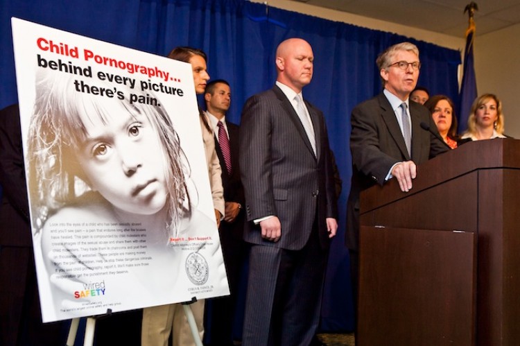 TWENTY-SIX CHARGED: Manhattan District Attorney Cyrus Vance speaks at a press event on Tuesday after announcing that 26 individuals were charged with possession of images depicting child sex abuse. (Amal Chen/The Epoch Times)