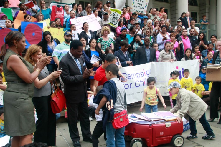 The Campaign for Children held a rally on the steps of City Hall